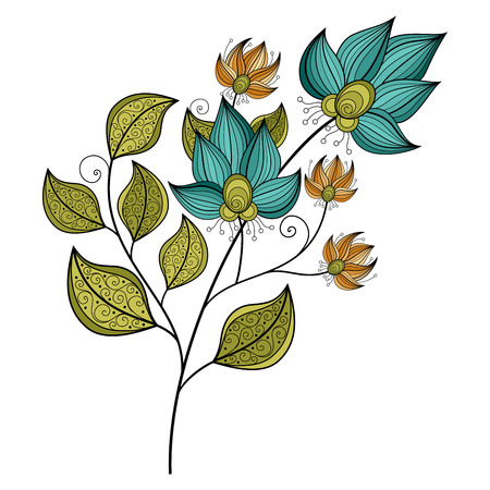 dessin florale Vecteur Belle couleur Contour Fleur, Floral Design Element Illustration